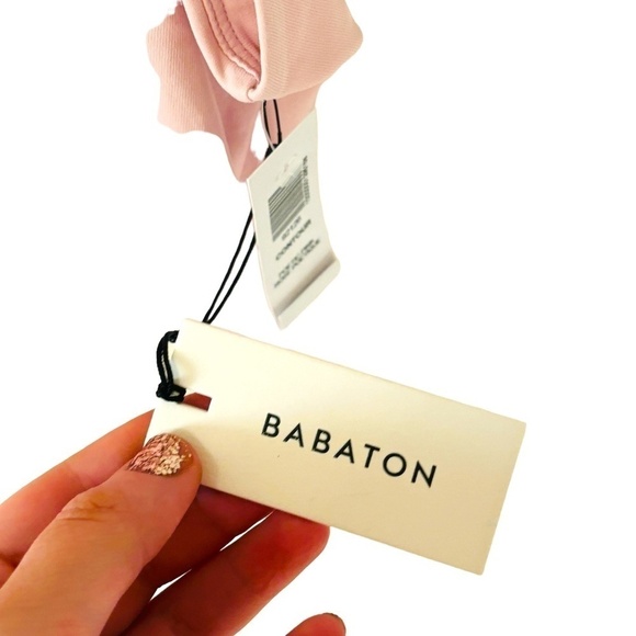 BABATON Aritzia NWT Poetic Pink Pastel V Neck Crop Top SZ 2 XL - Picture 4 of 5